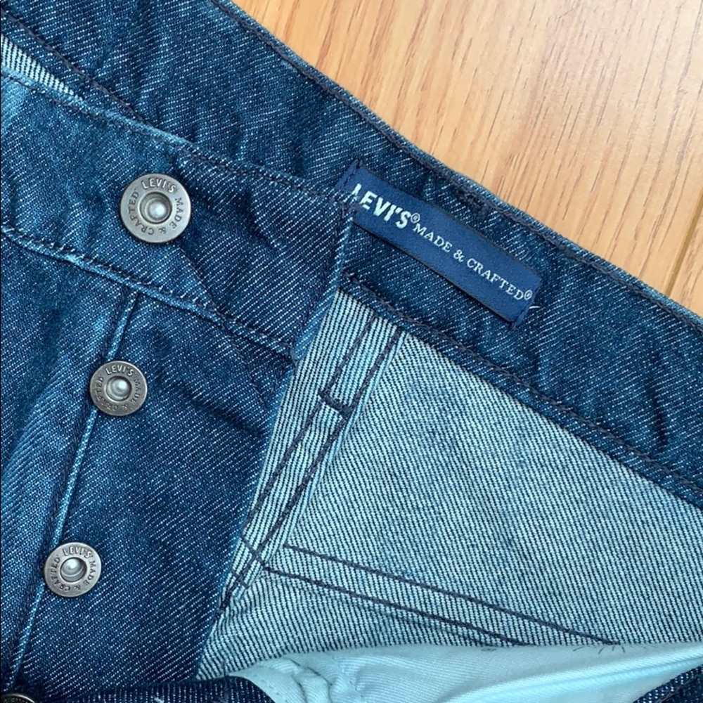 Women Indigo Blue Striped Jean Shorts High Rise - Picture 4 of 4